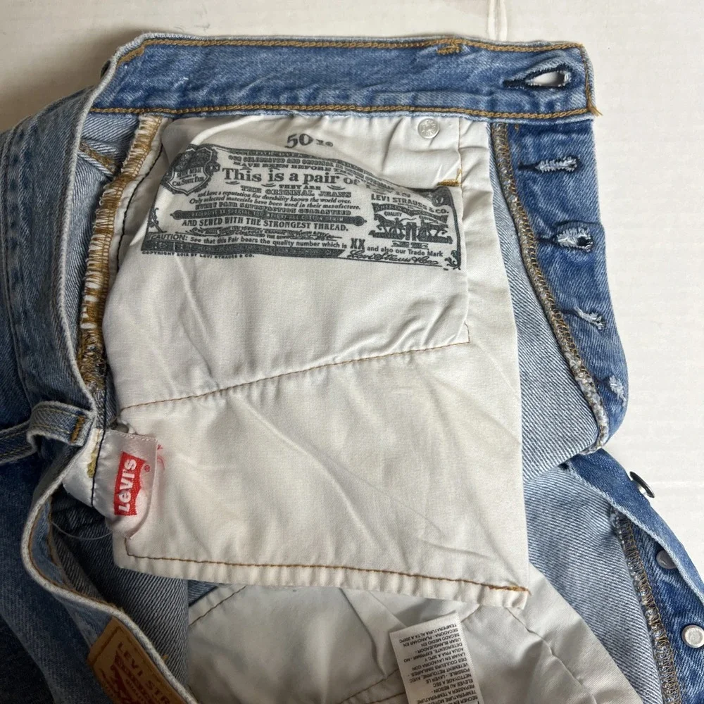 Levis 501 Shorts Womens 27 Blue Button Fly Cut Off Denim High Rise Distressed